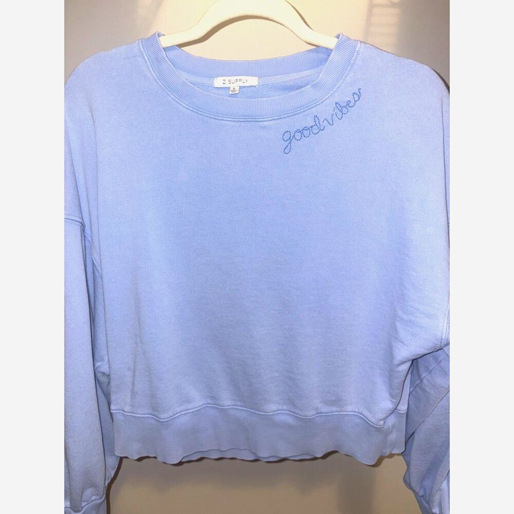 Z Supply Lavender 'Good Vibes' Cropped Sweatshirt